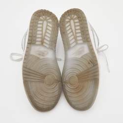 Pre Owned Air Jordan White/Grey Leather Air Jordan 1 Low Top Sneakers Size 40