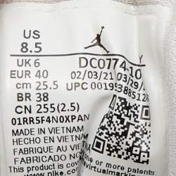 Pre Owned Air Jordan White/Grey Leather Air Jordan 1 Low Top Sneakers Size 40