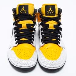 Air Jordan 1 Tri-Color Perforated and Leather Mid Laser Sneakers Size 38