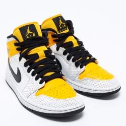 Air Jordan 1 Tri-Color Perforated and Leather Mid Laser Sneakers Size 38
