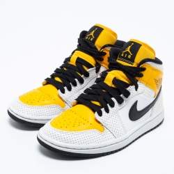 Air Jordan 1 Tri-Color Perforated and Leather Mid Laser Sneakers Size 38