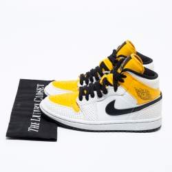 Air Jordan 1 Tri-Color Perforated and Leather Mid Laser Sneakers Size 38