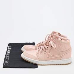 Pre Owned Air Jordan Light Pink Satin and Suede 1 Retro High Season of Her Sunset Tint High Top Sneakers Size 39