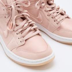 Pre Owned Air Jordan Light Pink Satin and Suede 1 Retro High Season of Her Sunset Tint High Top Sneakers Size 39