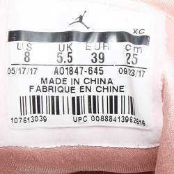 Pre Owned Air Jordan Light Pink Satin and Suede 1 Retro High Season of Her Sunset Tint High Top Sneakers Size 39