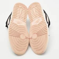 Pre Owned Air Jordans Black/Pink Nubuck Leather Air Jordan 1 Sneakers Size 38.5