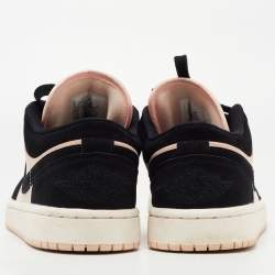 Pre Owned Air Jordans Black/Pink Nubuck Leather Air Jordan 1 Sneakers Size 38.5