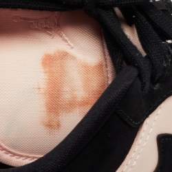 Pre Owned Air Jordans Black/Pink Nubuck Leather Air Jordan 1 Sneakers Size 38.5