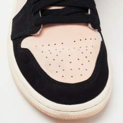 Pre Owned Air Jordans Black/Pink Nubuck Leather Air Jordan 1 Sneakers Size 38.5