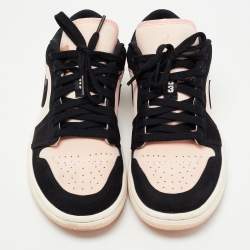 Pre Owned Air Jordans Black/Pink Nubuck Leather Air Jordan 1 Sneakers Size 38.5