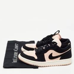 Pre Owned Air Jordans Black/Pink Nubuck Leather Air Jordan 1 Sneakers Size 38.5