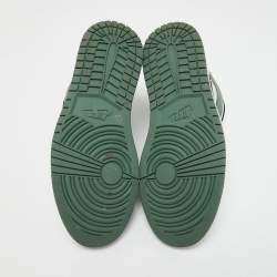 Pre Owned Air Jordans Green Leather Air Jordan 1 High Top Sneakers Size 39