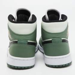 Pre Owned Air Jordans Green Leather Air Jordan 1 High Top Sneakers Size 39