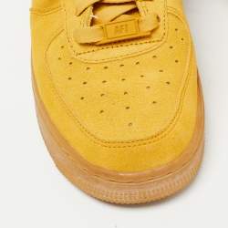 Pre Owned Nike Air Yellow Suede and Leather Force 1 Low Mineral Gum Sneakers Size 36