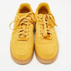 Pre Owned Nike Air Yellow Suede and Leather Force 1 Low Mineral Gum Sneakers Size 36