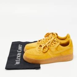 Pre Owned Nike Air Yellow Suede and Leather Force 1 Low Mineral Gum Sneakers Size 36