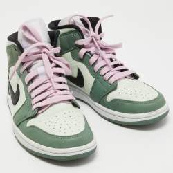 Air Jordans 1 Green Leather Mid SE Dutch Green Sneakers Size 38