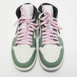 Air Jordans 1 Green Leather Mid SE Dutch Green Sneakers Size 38