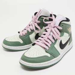 Air Jordans 1 Green Leather Mid SE Dutch Green Sneakers Size 38