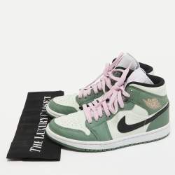 Air Jordans 1 Green Leather Mid SE Dutch Green Sneakers Size 38