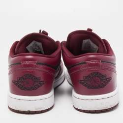 مملوكة مسبقًا Air Jordans Black/Burgundy Leather Air Jordan 1 Sneakers Size 38.5