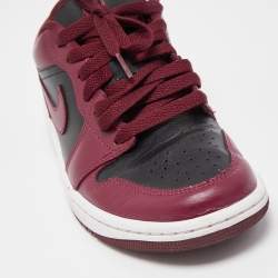 مملوكة مسبقًا Air Jordans Black/Burgundy Leather Air Jordan 1 Sneakers Size 38.5