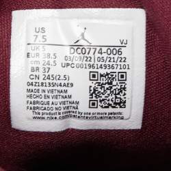 مملوكة مسبقًا Air Jordans Black/Burgundy Leather Air Jordan 1 Sneakers Size 38.5