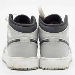 Pre Owned Air Jordans Tricolor Leather Air Jordan 1 Mid Light Smoke Grey Sneakers Size 37.5