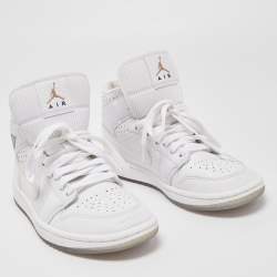 Pre Owned Air Jordans White Leather Jordan 1 Unite Totale Sneakers Size 37.5