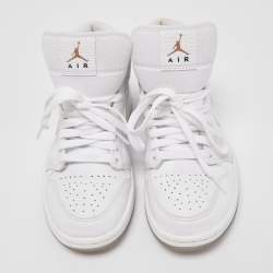 Pre Owned Air Jordans White Leather Jordan 1 Unite Totale Sneakers Size 37.5