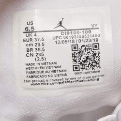 Pre Owned Air Jordans White Leather Jordan 1 Unite Totale Sneakers Size 37.5