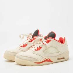 Air Jordans Grey Canvas Jordan 5 Retro Low Top Sneakers Size 38.5