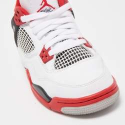 Pre Owned Air Jordan Tricolor Leather Air Jordan 4 Fire Red Sneakers Size 38