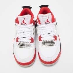 Pre Owned Air Jordan Tricolor Leather Air Jordan 4 Fire Red Sneakers Size 38