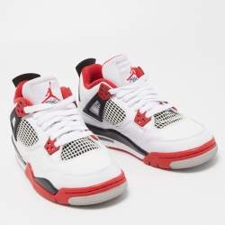 Pre Owned Air Jordan Tricolor Leather Air Jordan 4 Fire Red Sneakers Size 38
