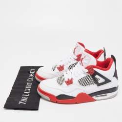 Pre Owned Air Jordan Tricolor Leather Air Jordan 4 Fire Red Sneakers Size 38