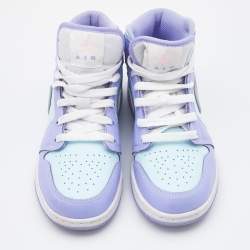 Pre Owned Air Jordans Tri Color Leather Air Jordan 1 Mid Sneakers Size 36.5