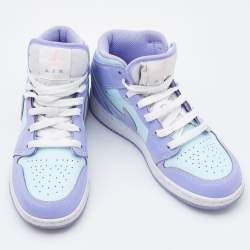 Pre Owned Air Jordans Tri Color Leather Air Jordan 1 Mid Sneakers Size 36.5