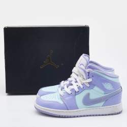 Pre Owned Air Jordans Tri Color Leather Air Jordan 1 Mid Sneakers Size 36.5