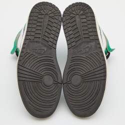 Pre Owned Air Jordans Green/White Leather 1 Retro High Top Sneakers Size 37.5