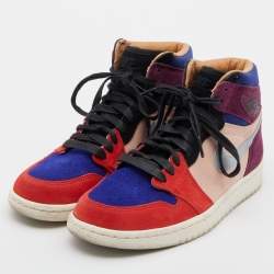 Pre Owned Air Jordans Multicolor Suede Jordan 1 'Court Lux' Aleali May Sneakers Size 38