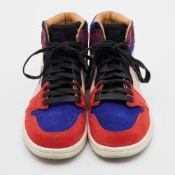 Pre Owned Air Jordans Multicolor Suede Jordan 1 'Court Lux' Aleali May Sneakers Size 38