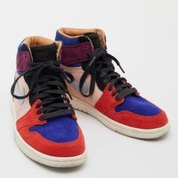 Pre Owned Air Jordans Multicolor Suede Jordan 1 'Court Lux' Aleali May Sneakers Size 38