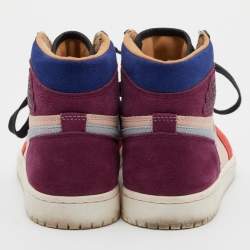 Pre Owned Air Jordans Multicolor Suede Jordan 1 'Court Lux' Aleali May Sneakers Size 38