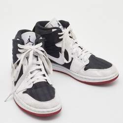 Pre Owned Air Jordans Black/White Air Jordan 1 Mid Sneakers Size 36.5