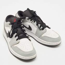 Air Jordan Grey/White Leather 1 Low Light Smoke Grey Sneakers Size 38.5