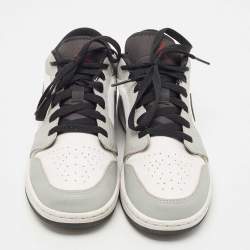 Air Jordan Grey/White Leather 1 Low Light Smoke Grey Sneakers Size 38.5