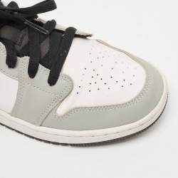 Air Jordan Grey/White Leather 1 Low Light Smoke Grey Sneakers Size 38.5