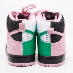 Pre Owned Air Jordans Tricolor Leather and Suede SB Dunk High Sneakers Size 37.5