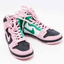 Pre Owned Air Jordans Tricolor Leather and Suede SB Dunk High Sneakers Size 37.5